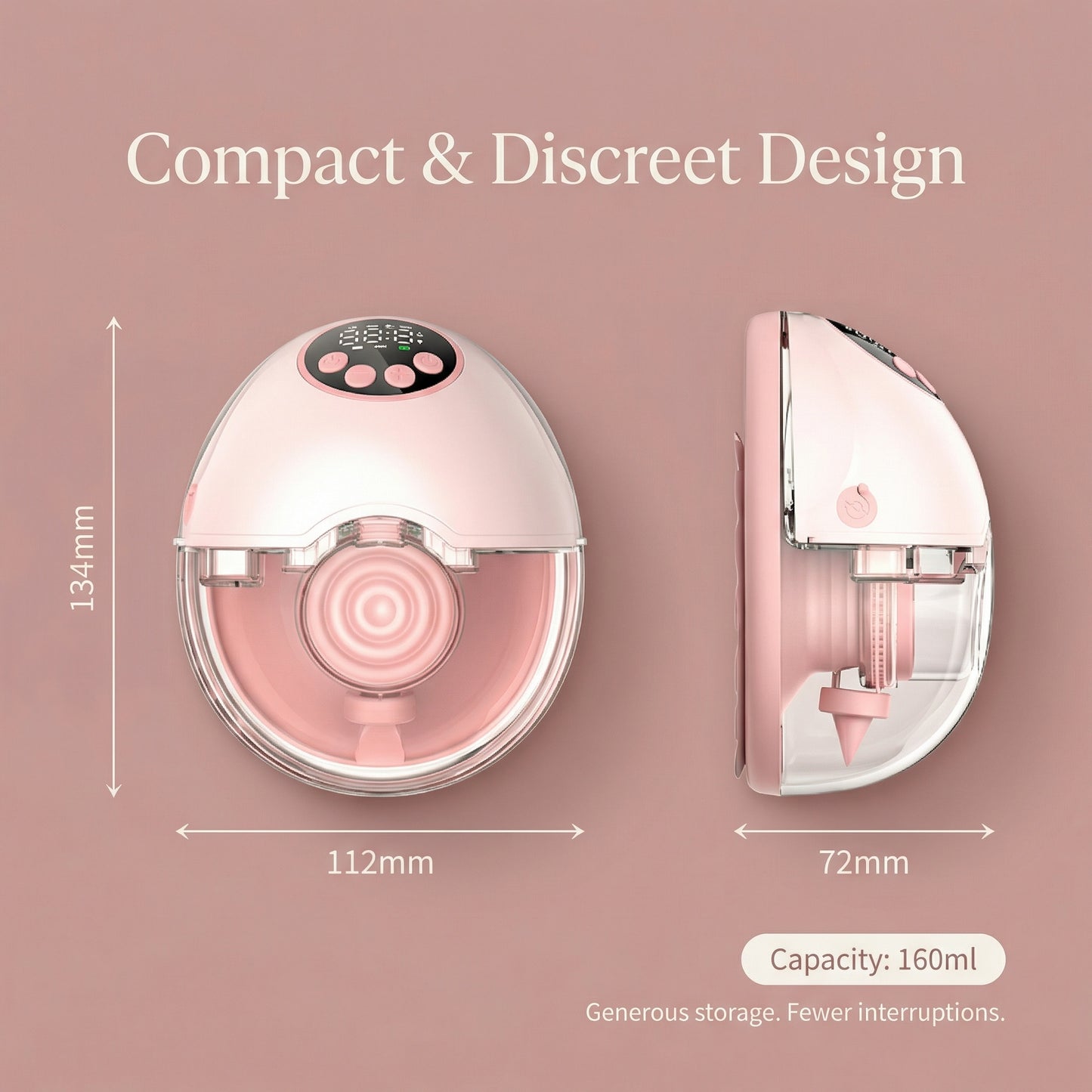 WarmFlow™ wearable breast pump compact size and dimensions