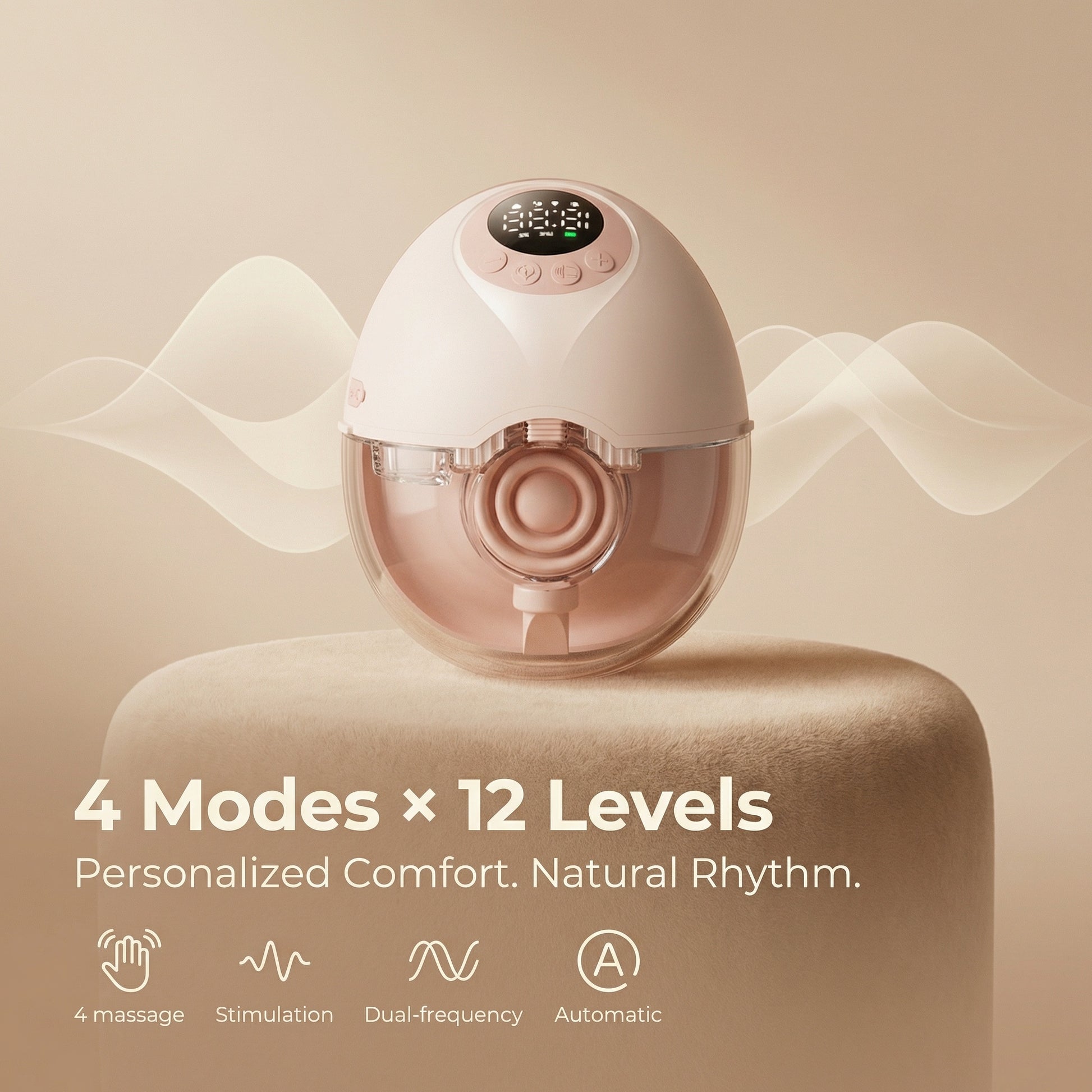 WarmFlow™ breast pump 4 pumping modes and 12 suction levels