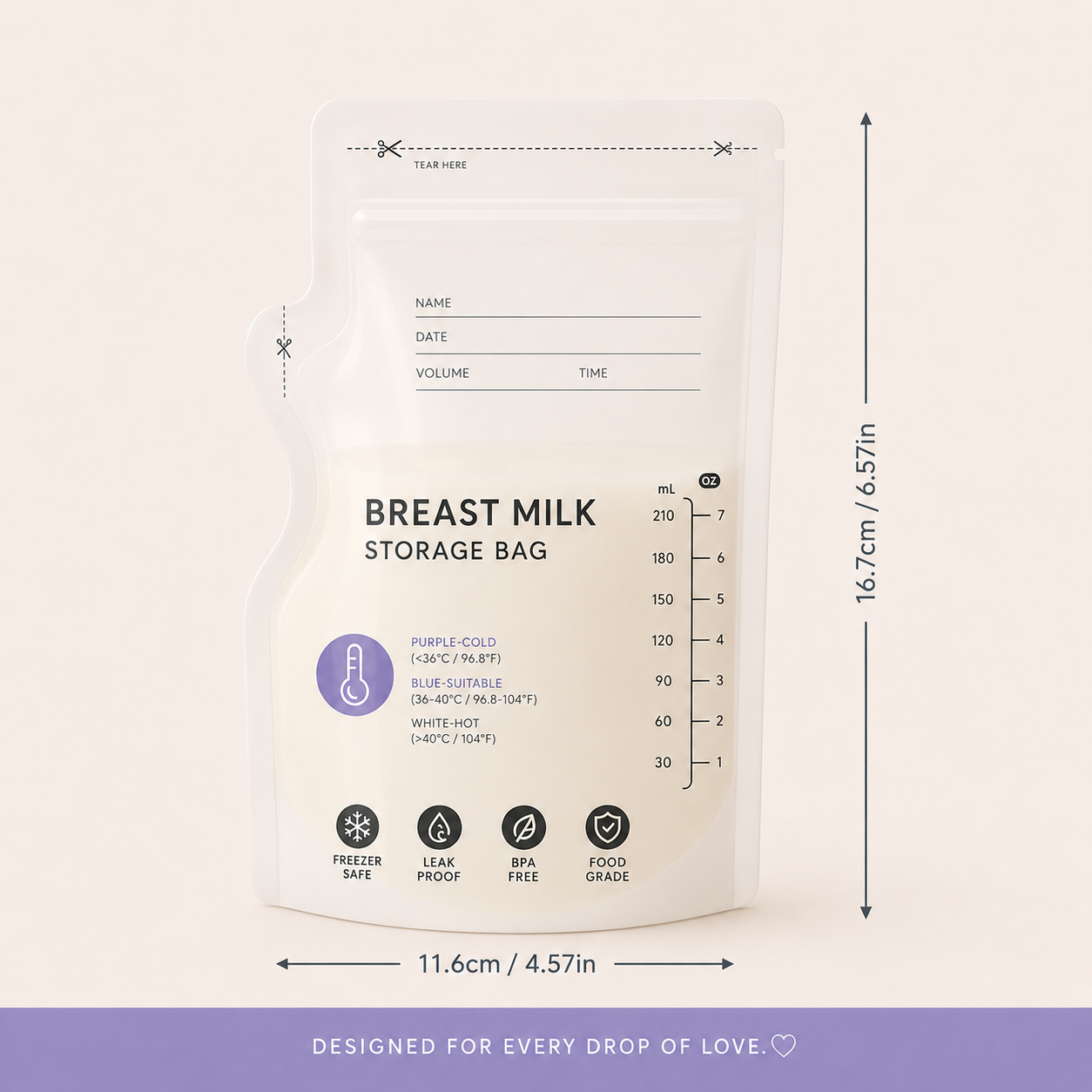 30pcs Temperature Sensor Breast Milk Storage Bag