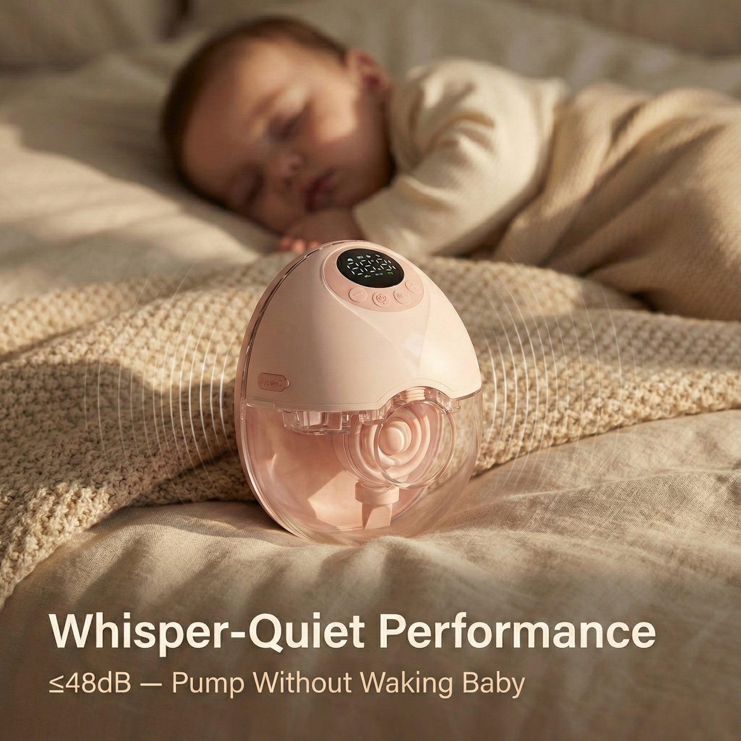 WarmFlow™ whisper-quiet wearable breast pump for discreet pumping
