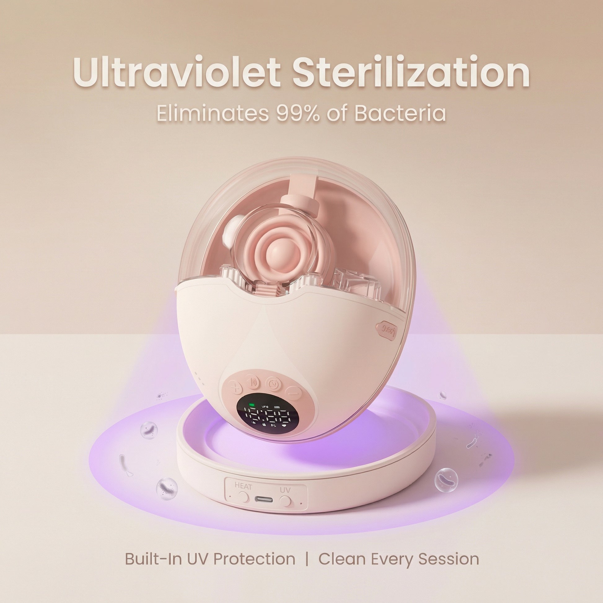 WarmFlow™ breast pump UV self-sterilisation base feature